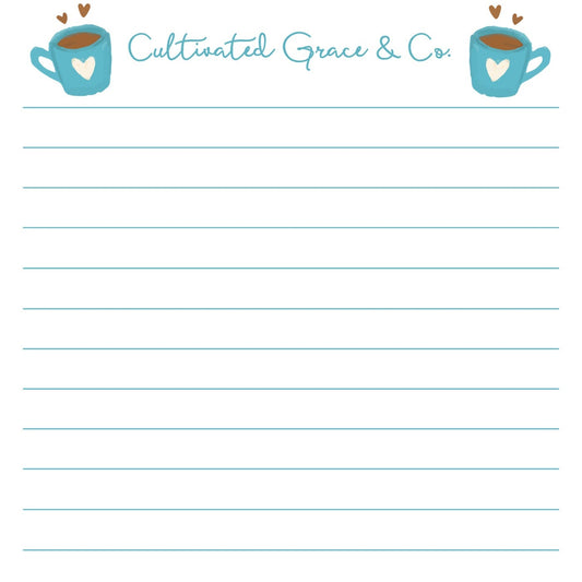 Teal Coffee Cups Lined Notepad
