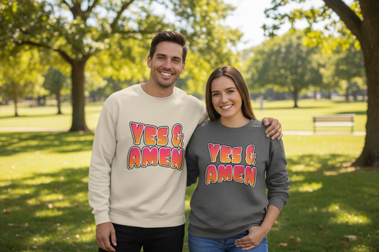 use my product bubble print YES and AMEN sweatshirt